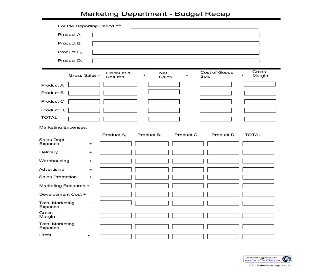 Marketing Department - Budget Recap | Pdf Fpdf Doc Docx | Business Forms
