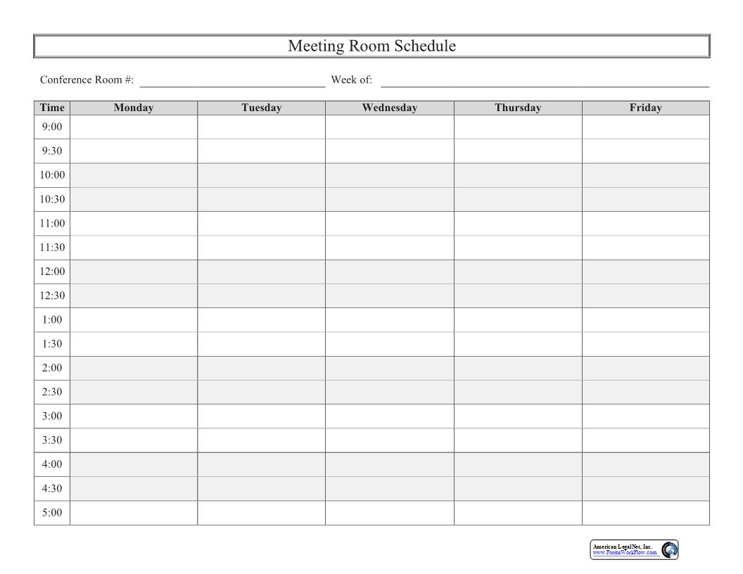 Meeting Room Schedule | Pdf Fpdf Docx | Business Forms