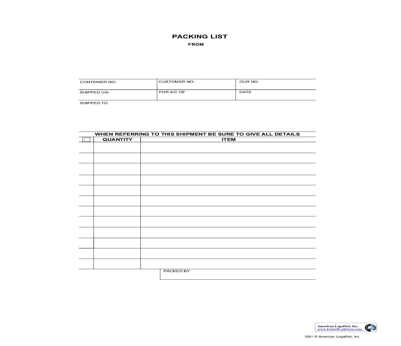 Packing List | Pdf Fpdf Doc Docx | Business Forms