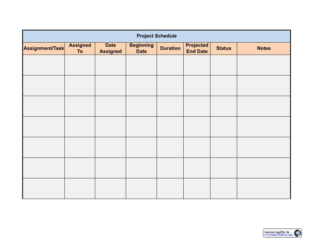 Project Schedule | Pdf Fpdf Docx | Business Forms