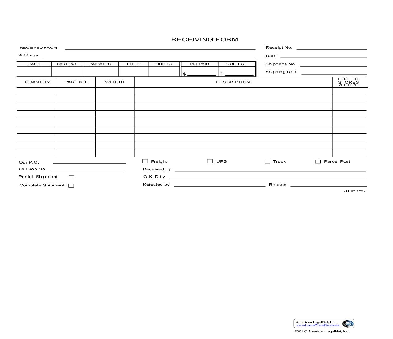 Receiving Form | Pdf Fpdf Doc Docx | Business Forms