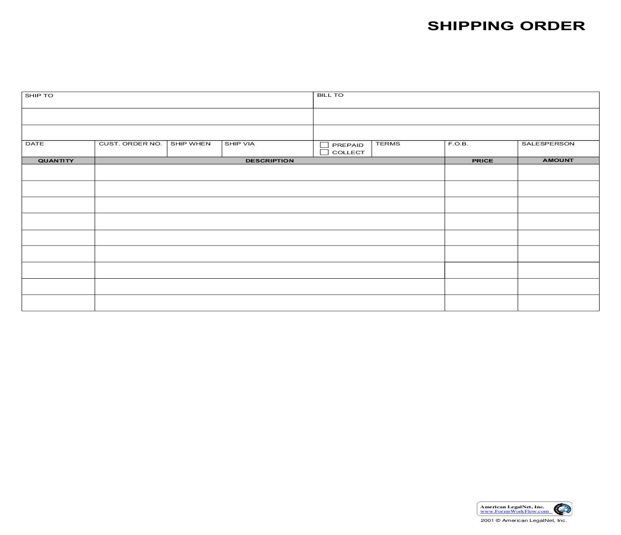 Shipping Order | Pdf Fpdf Doc Docx | Business Forms