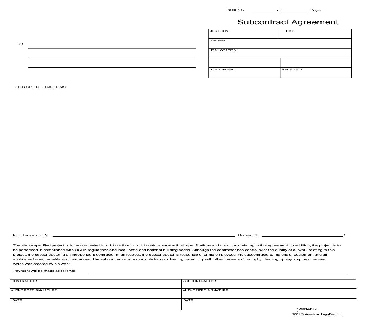 Subcontract Agreement | Pdf Fpdf Docx | Business Forms