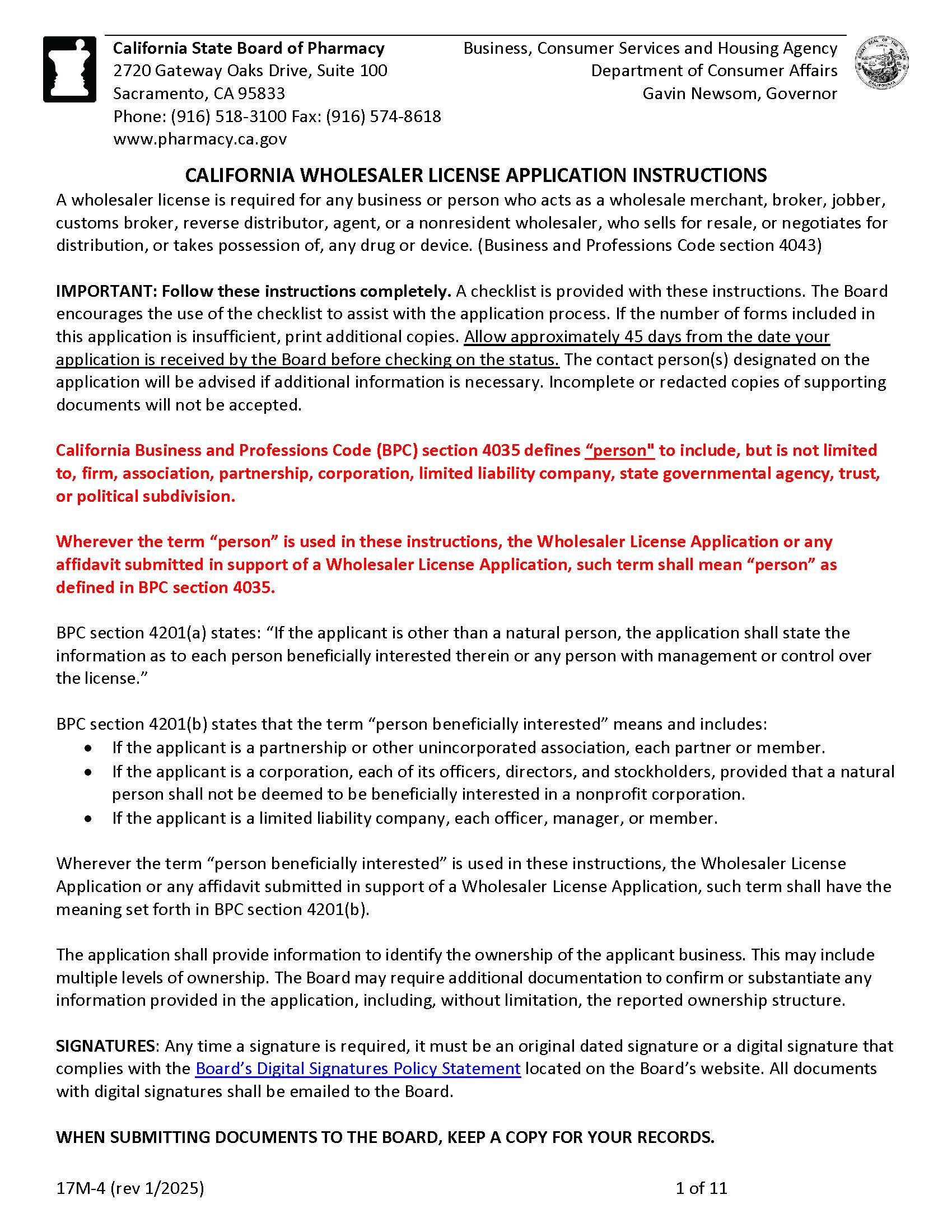 California Wholesaler License Application Instructions {17M-4} | Pdf Fpdf Docx | California