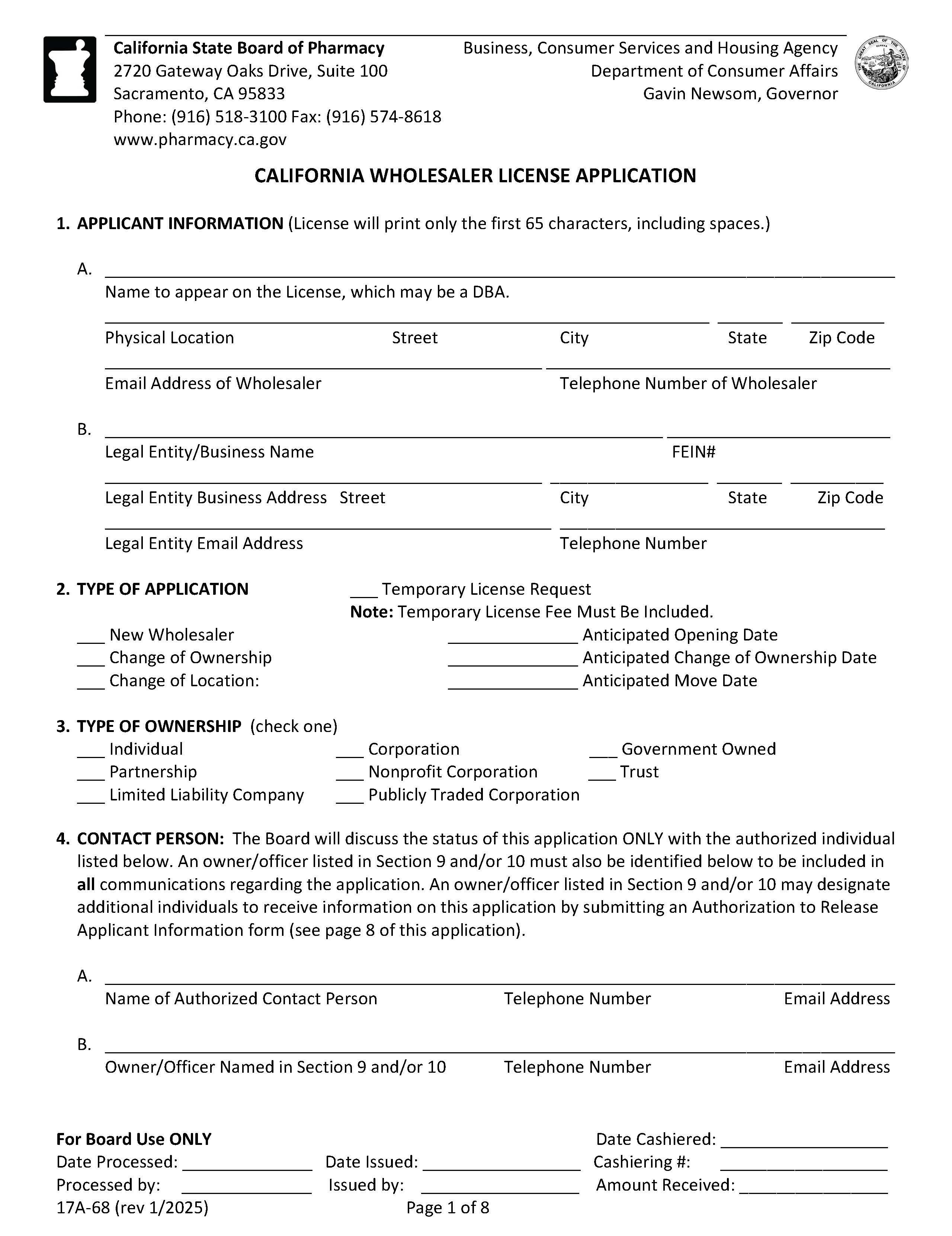 Clinic License Application {17A-68} | Pdf Fpdf Docx | California