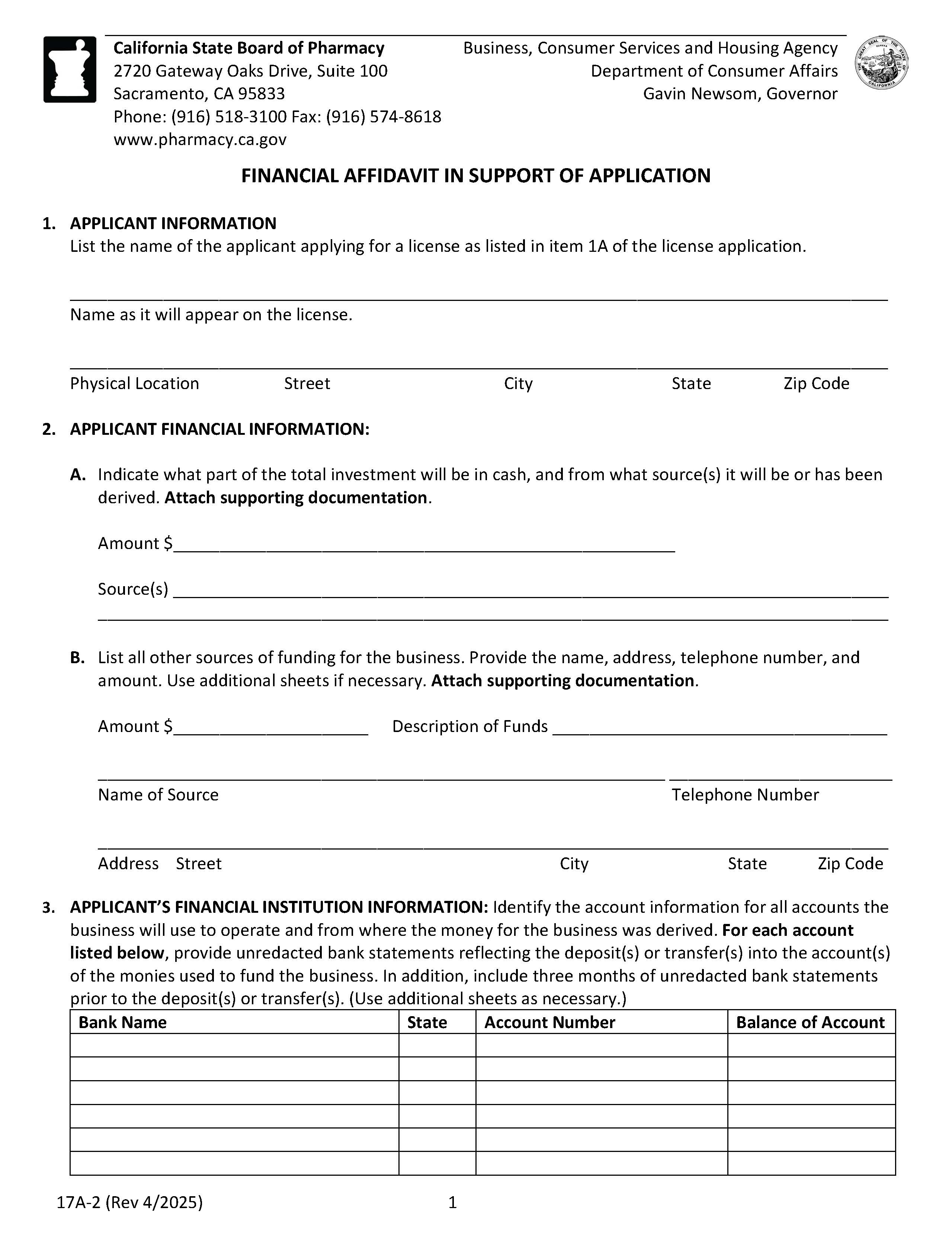 Financial Affidavit In Support Of Application {17A-2} | Pdf Fpdf Docx | California