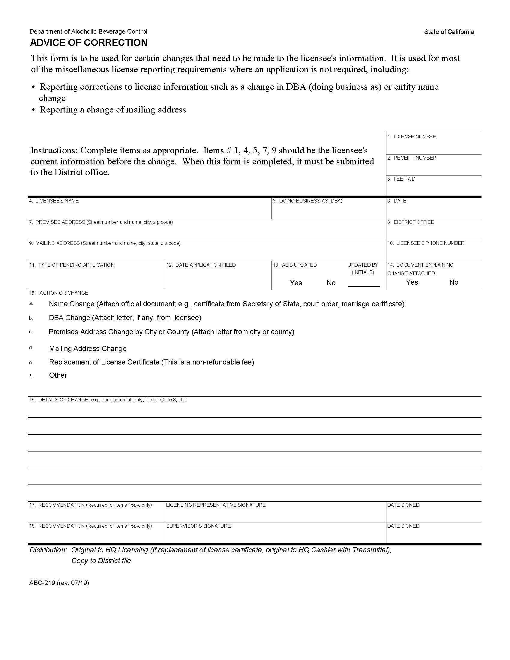 Advice Of Correction {ABC-219} | Pdf Fpdf Doc Docx | California