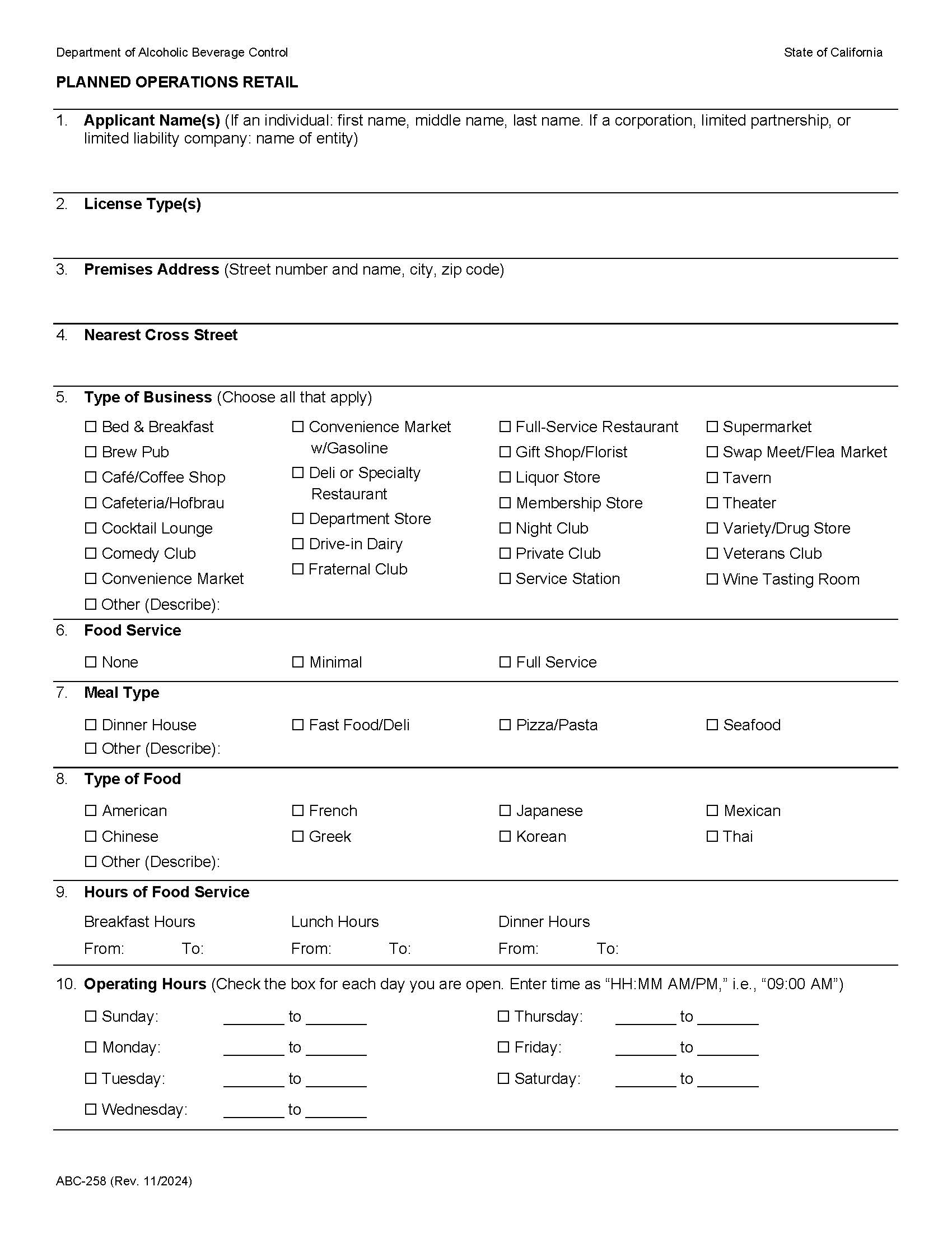 Planned Operations Retail {ABC-258} | Pdf Fpdf Docx | California