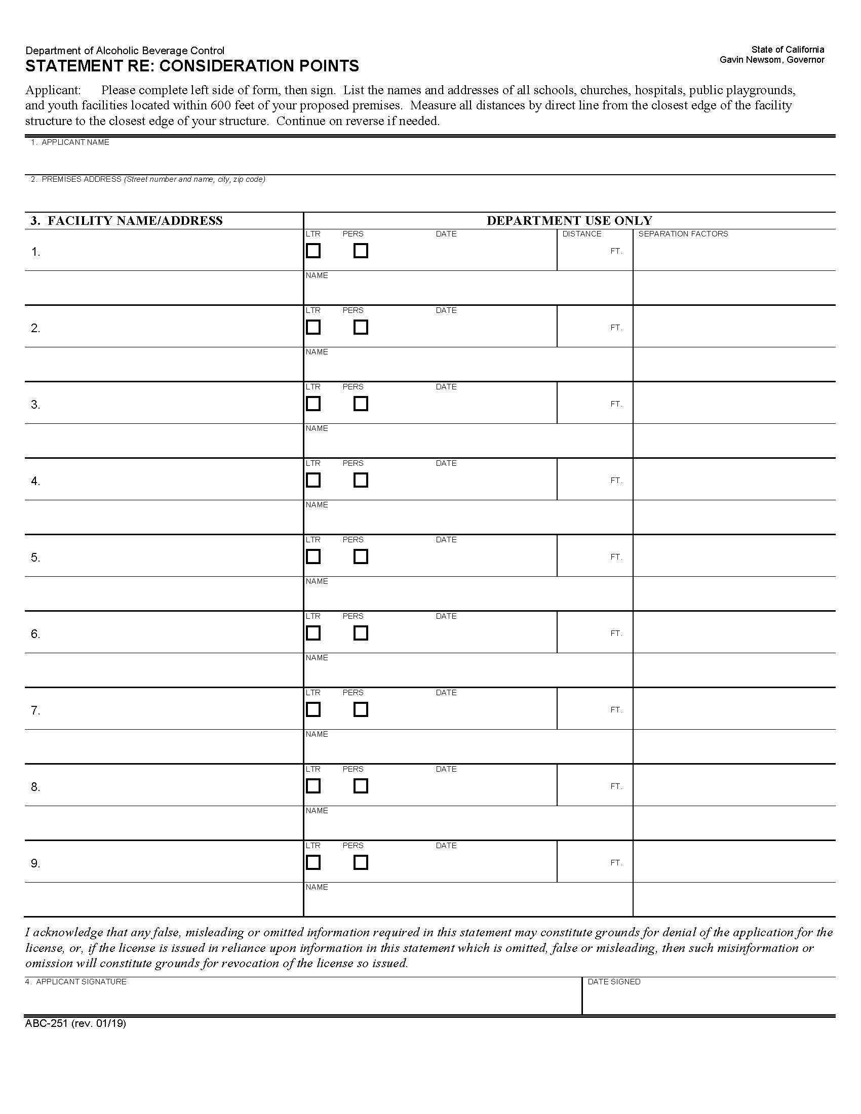 Statement Re Consideration Points {ABC-251} | Pdf Fpdf Docx | California