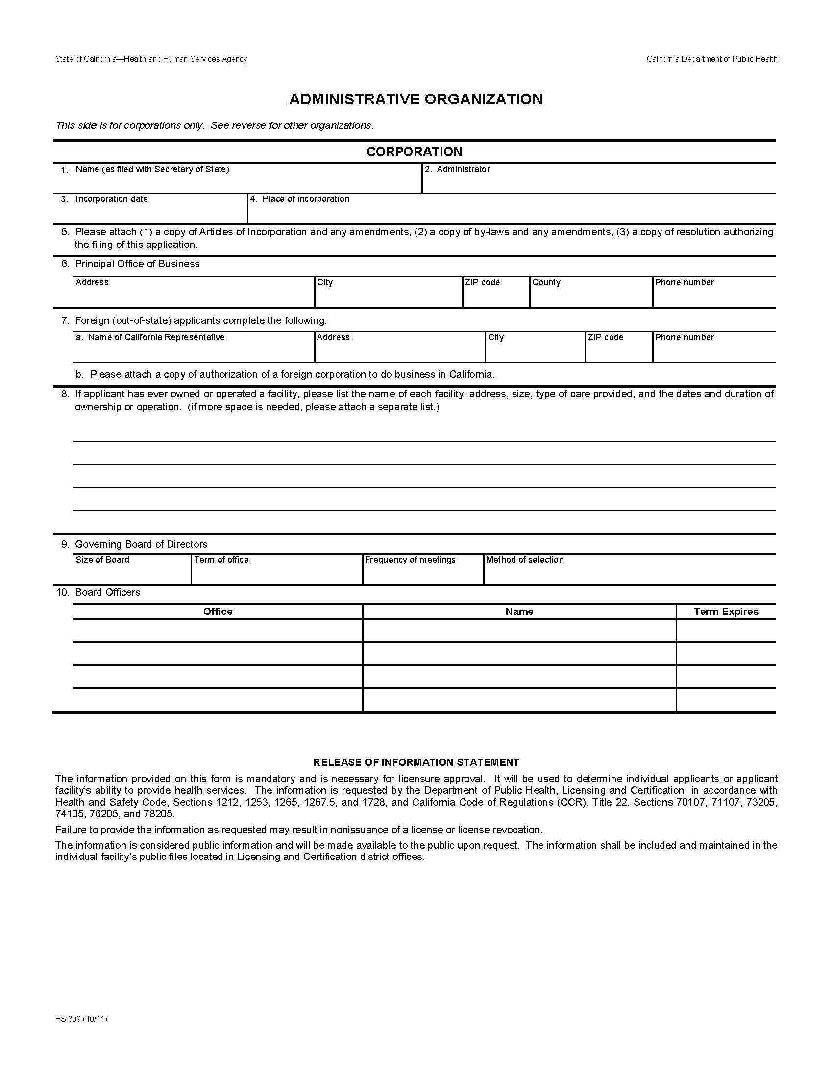 Administrative Organization And Organizational Structure {HS 309} | Pdf Fpdf Doc Docx | California