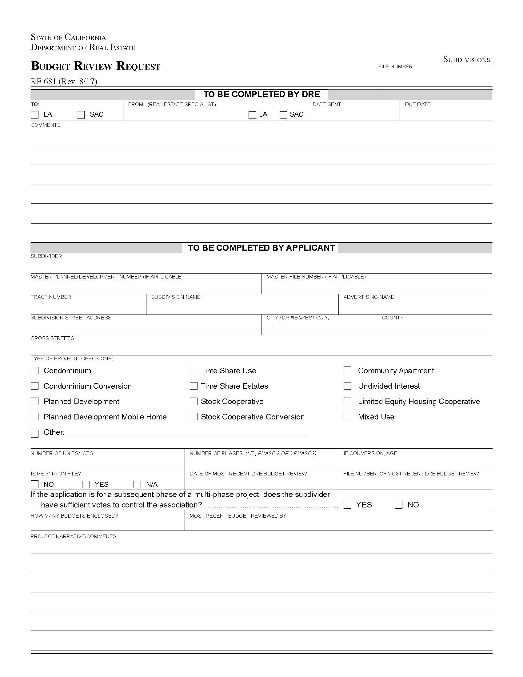 Budget Review Request {RE 681} | Pdf Fpdf Docx | California