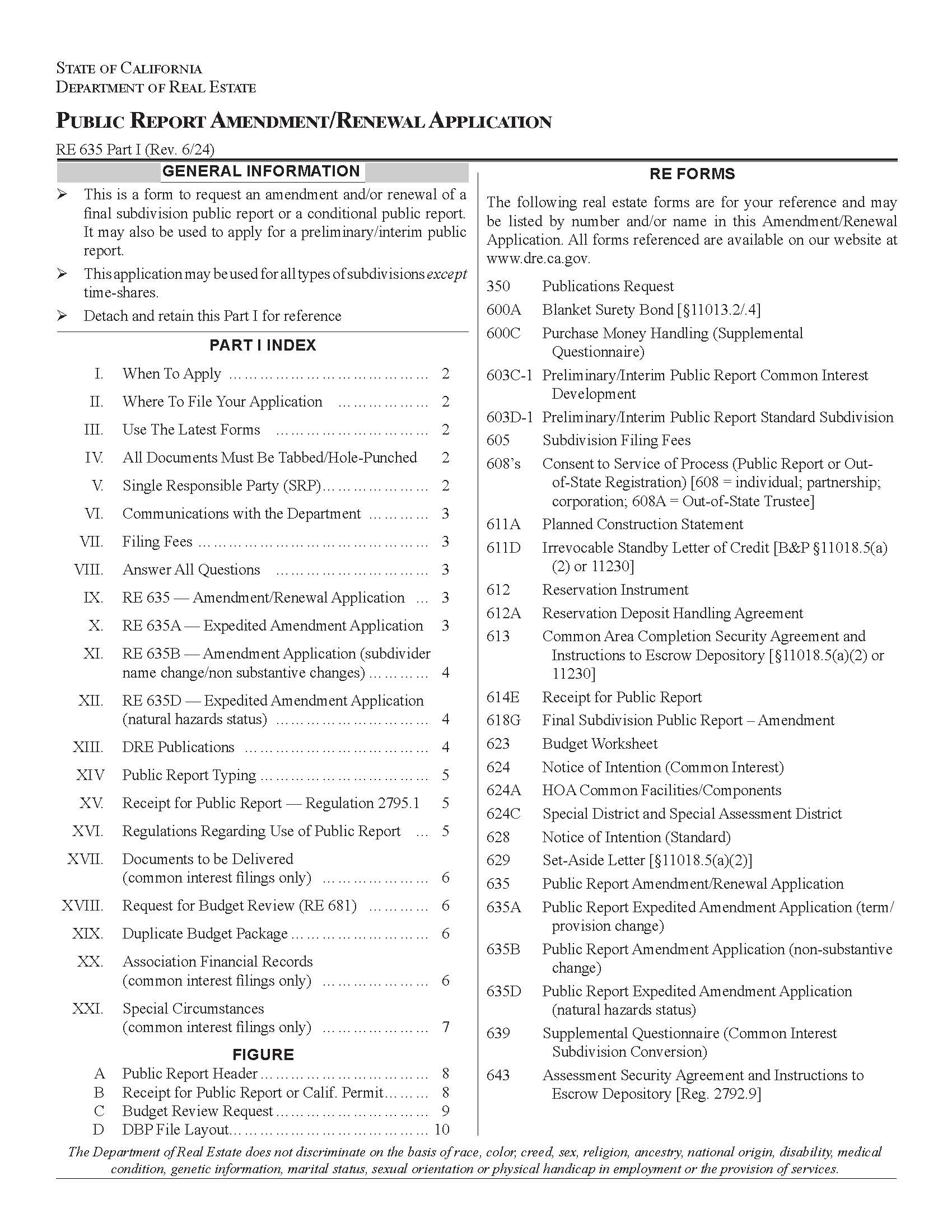 Public Report Amendment-Renewal Application (Part I) {RE 635} | Pdf Fpdf Docx | California