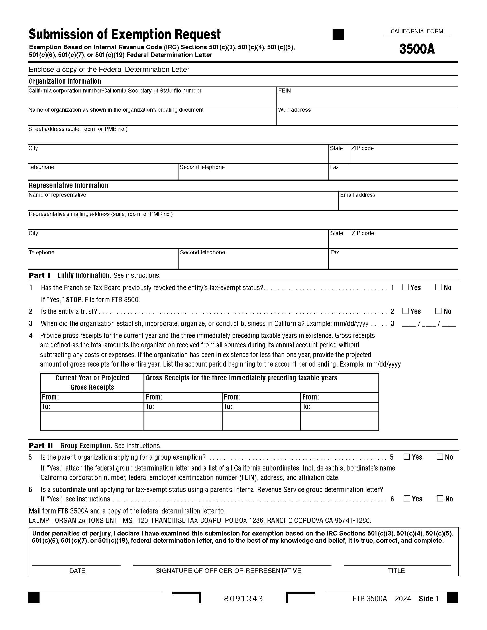 Submission Of Exemption Request {3500A} | Pdf Fpdf Docx | California