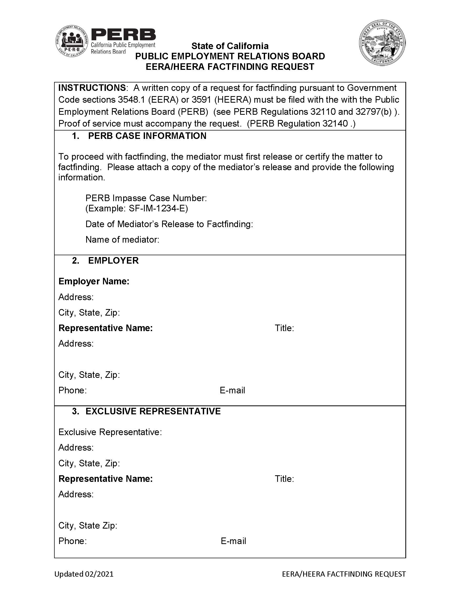 EERA-HEERA Factfinding Request | Pdf Fpdf Docx | California