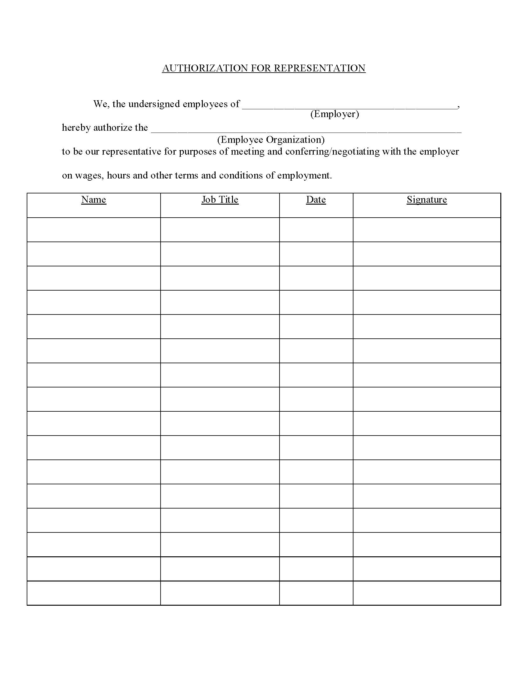 Proof Of Support-Authorization For Representation Petition | Pdf Fpdf Doc Docx | California