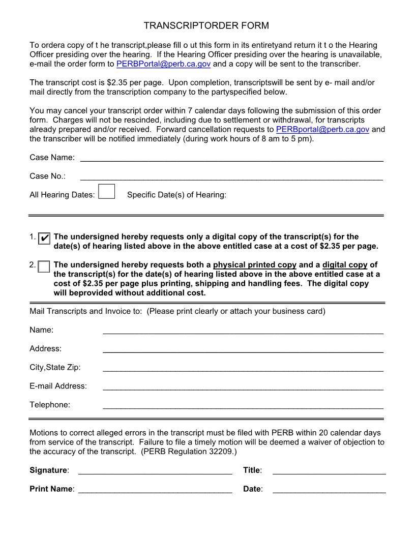 Transcript Order Form | Pdf Fpdf Doc Docx | California