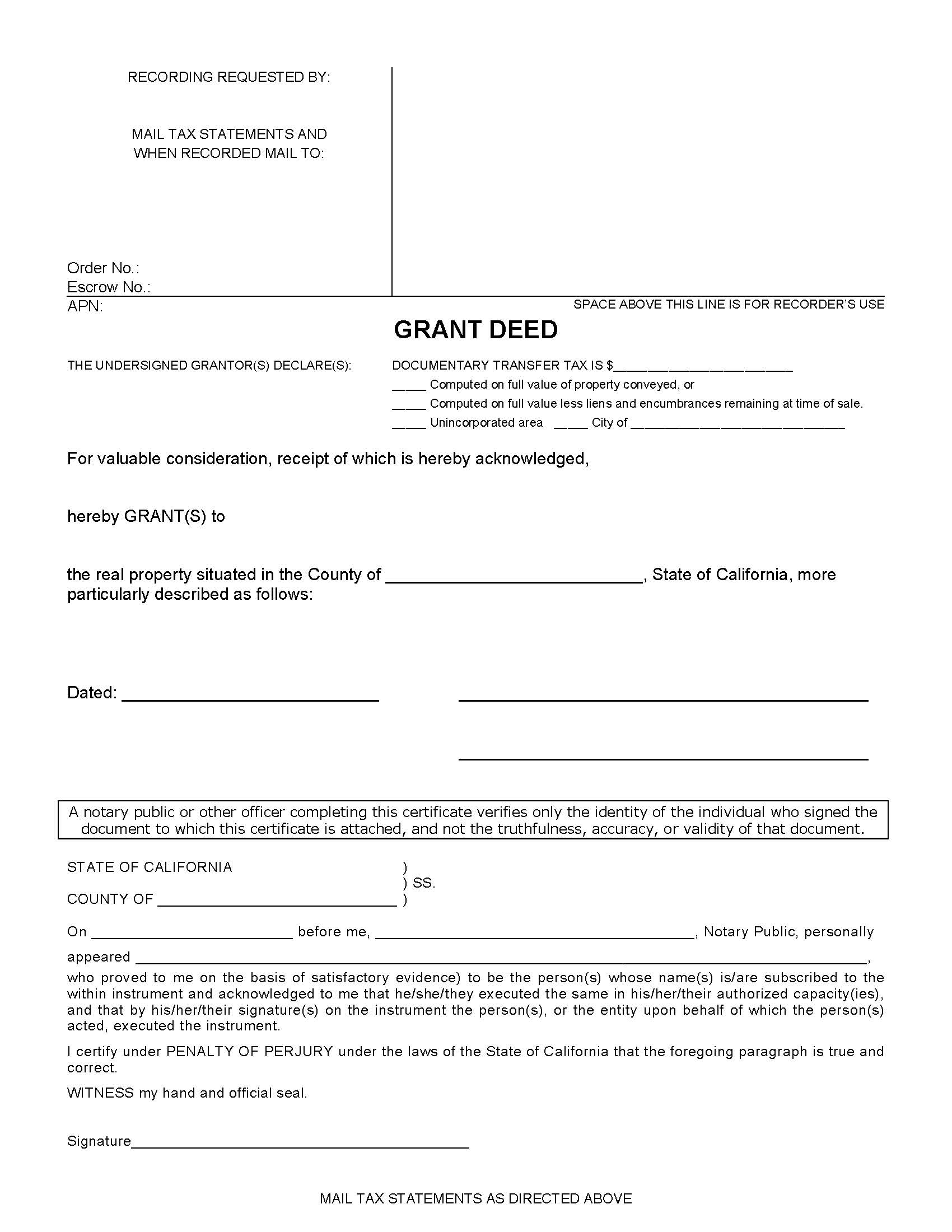 Grant Deed | Pdf Fpdf Docx | California