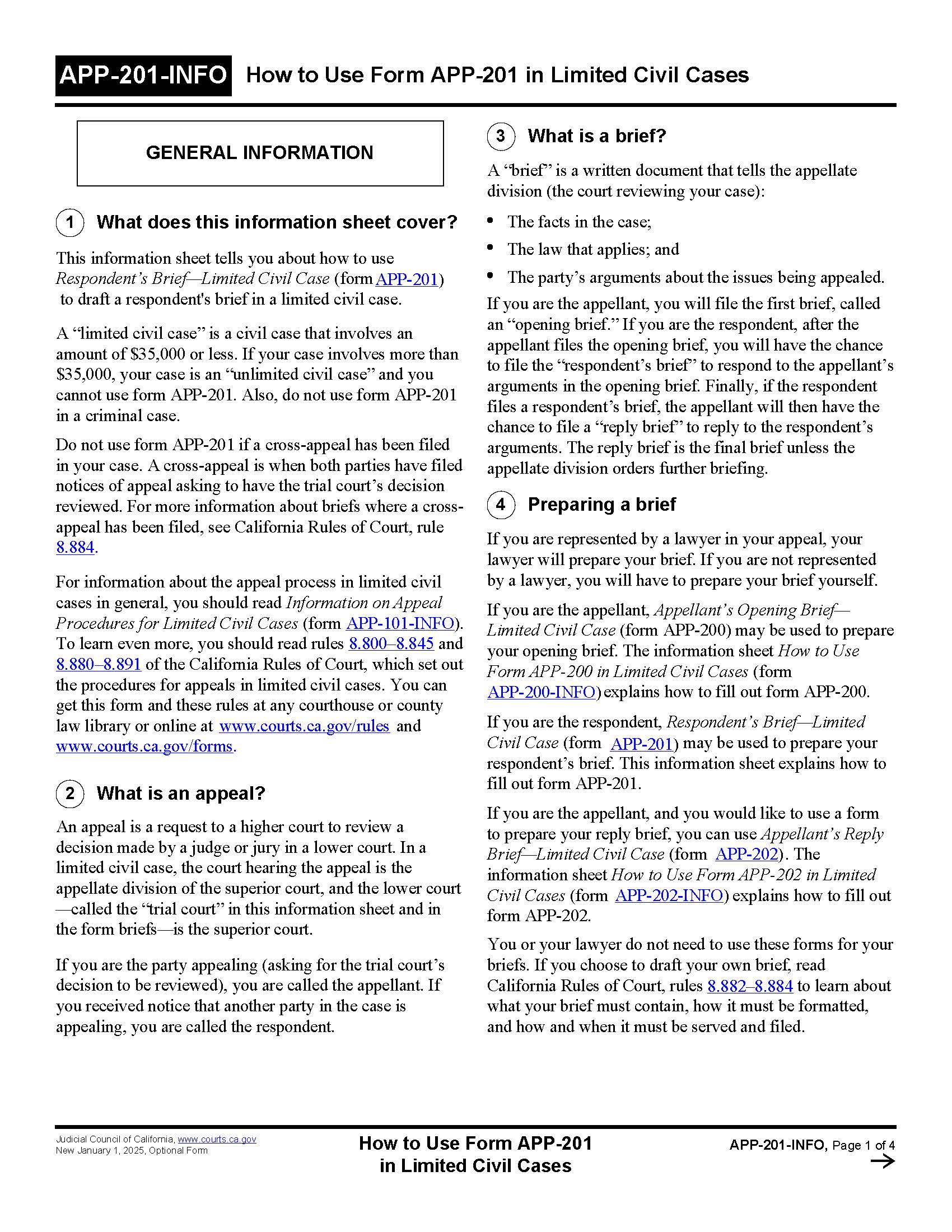 How To Use Form APP-201 In Limited Civil Cases {APP-201-INFO} | Pdf Fpdf Docx | California