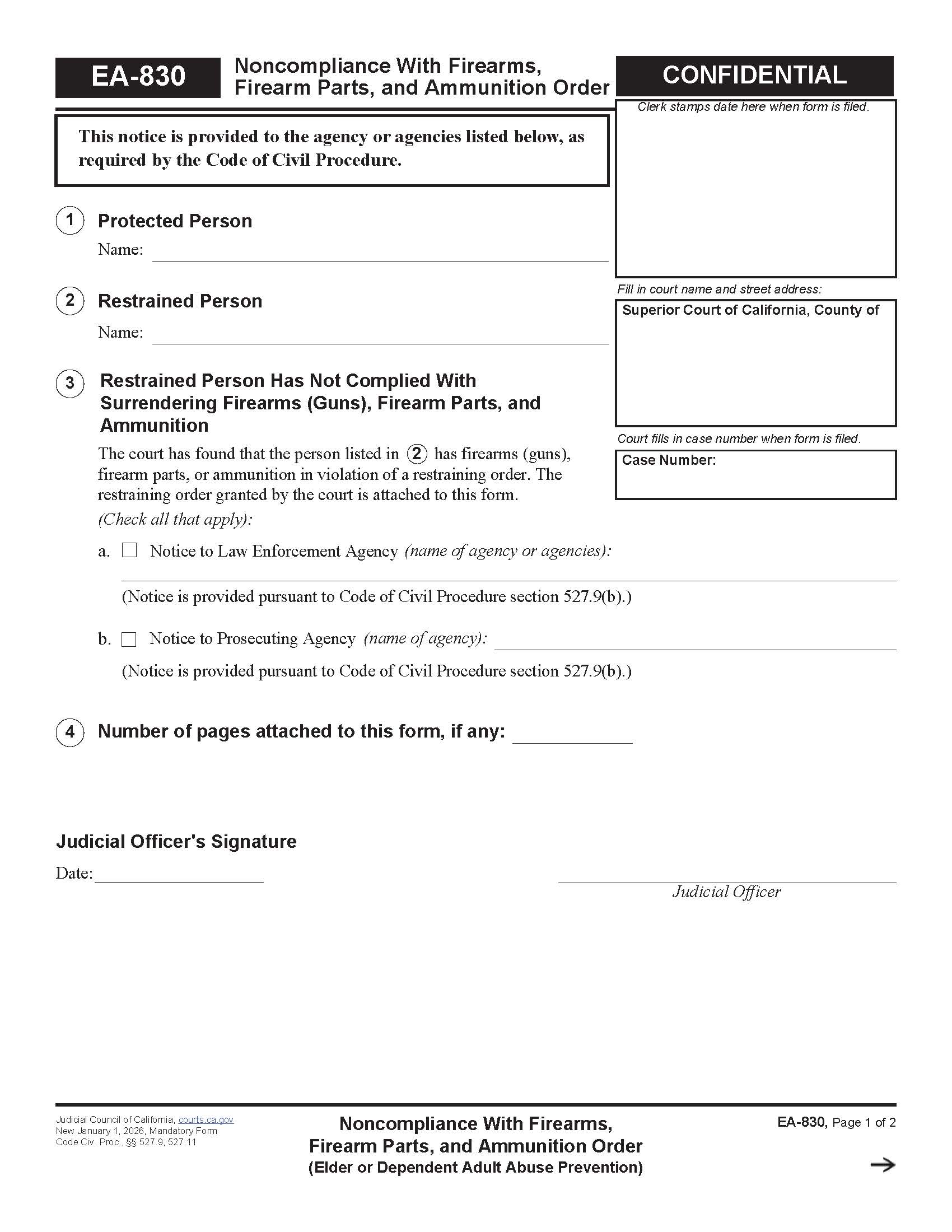 Noncompliance With Firearms Firearm Parts And Ammunition Order {EA-830} | Pdf Fpdf Docx | California