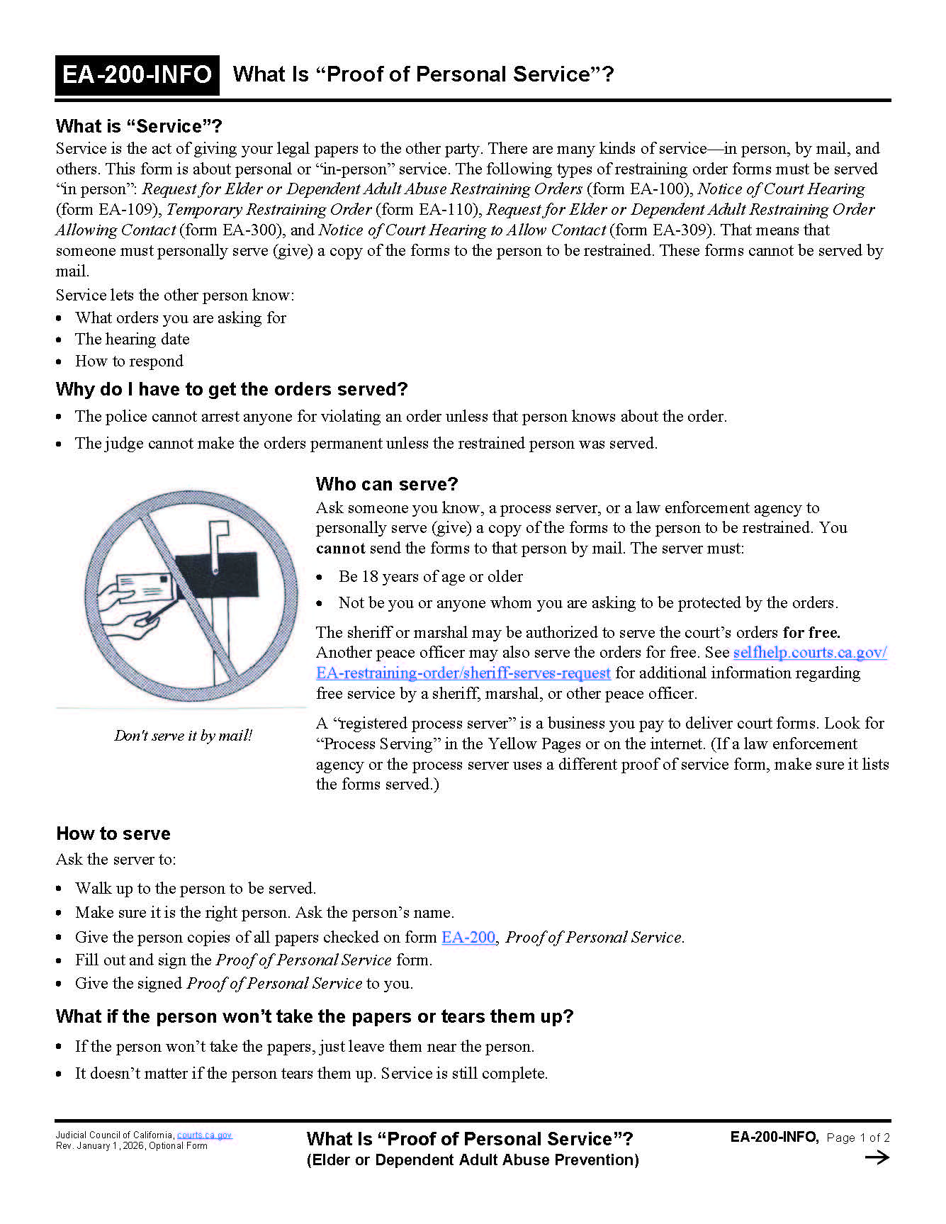 What Is Proof Of Personal Service {EA-200-INFO} | Pdf Fpdf Doc Docx | California