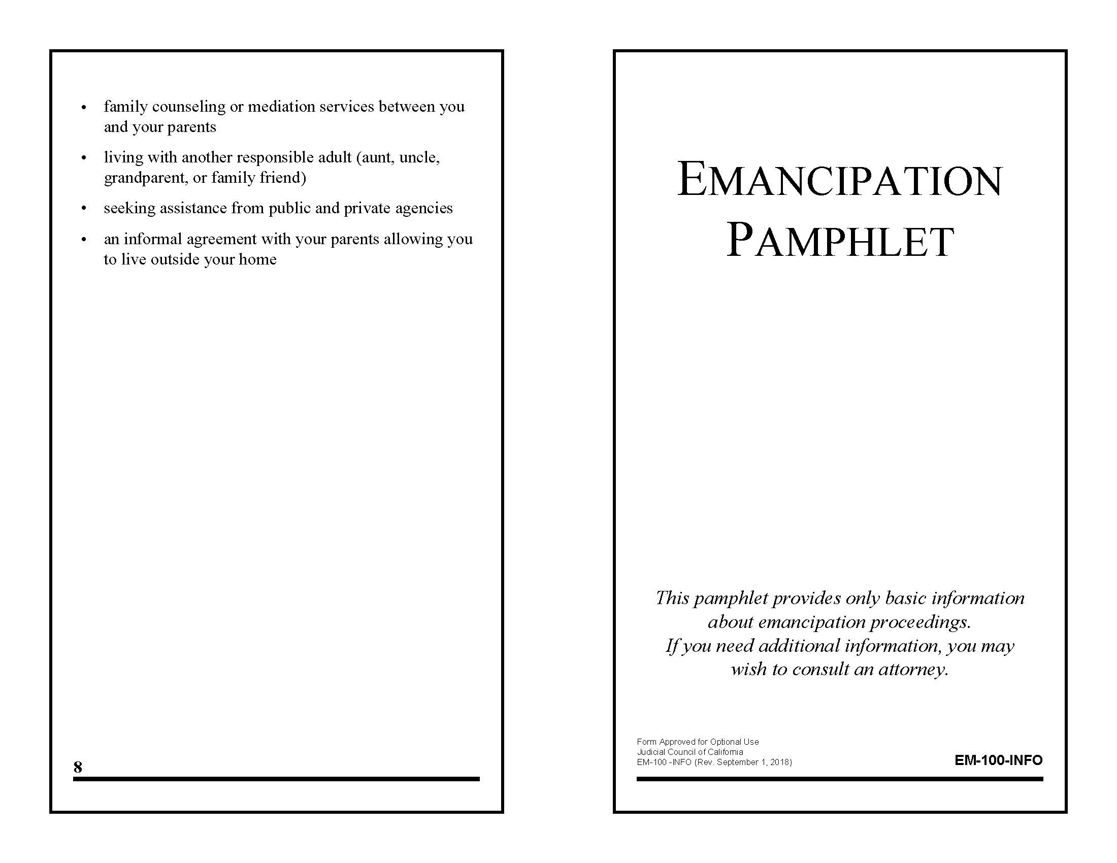 Emancipation Pamphlet {EM-100-INFO} | Pdf Fpdf Docx | California