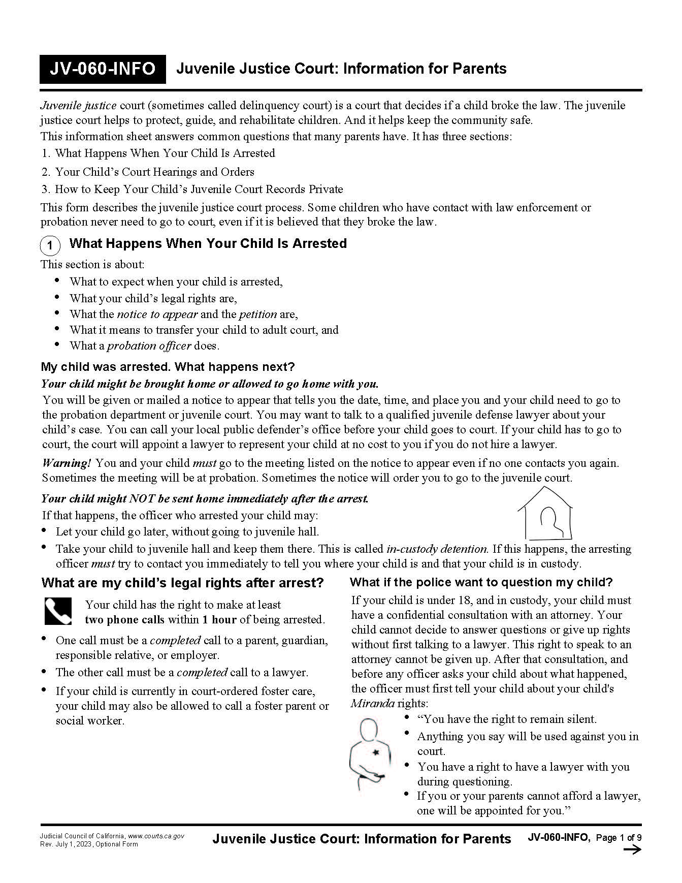 Juvenile Justice Court Information For Parents {JV-060-INFO} | Pdf Fpdf Docx | California