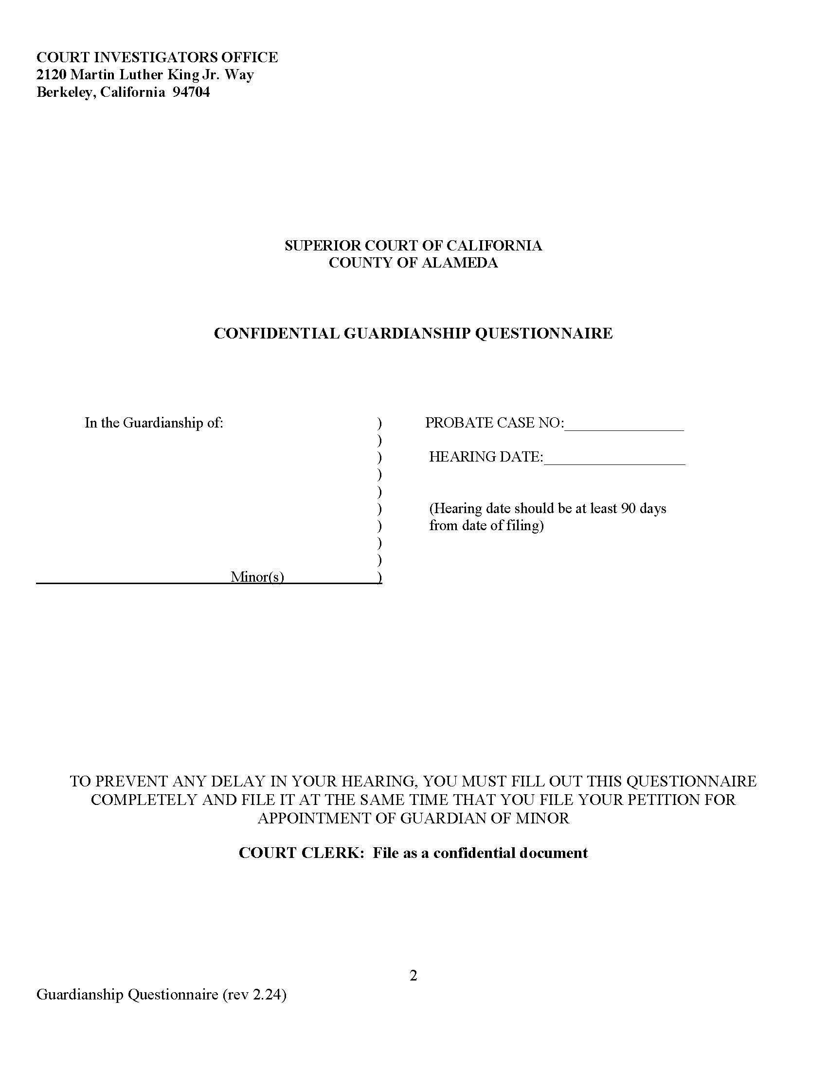 Guardian Packet Questionnaire | Pdf Fpdf Docx | California