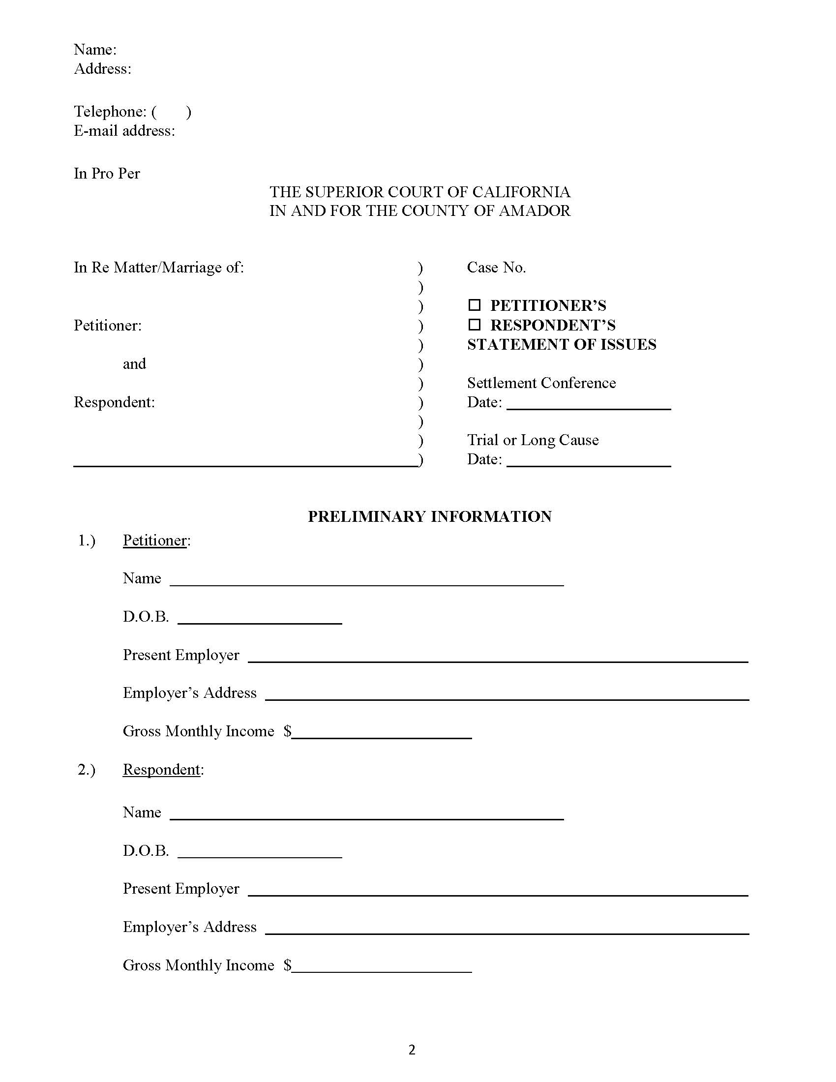 Statement Of Issues {FCS-92} | Pdf Fpdf Docx | California