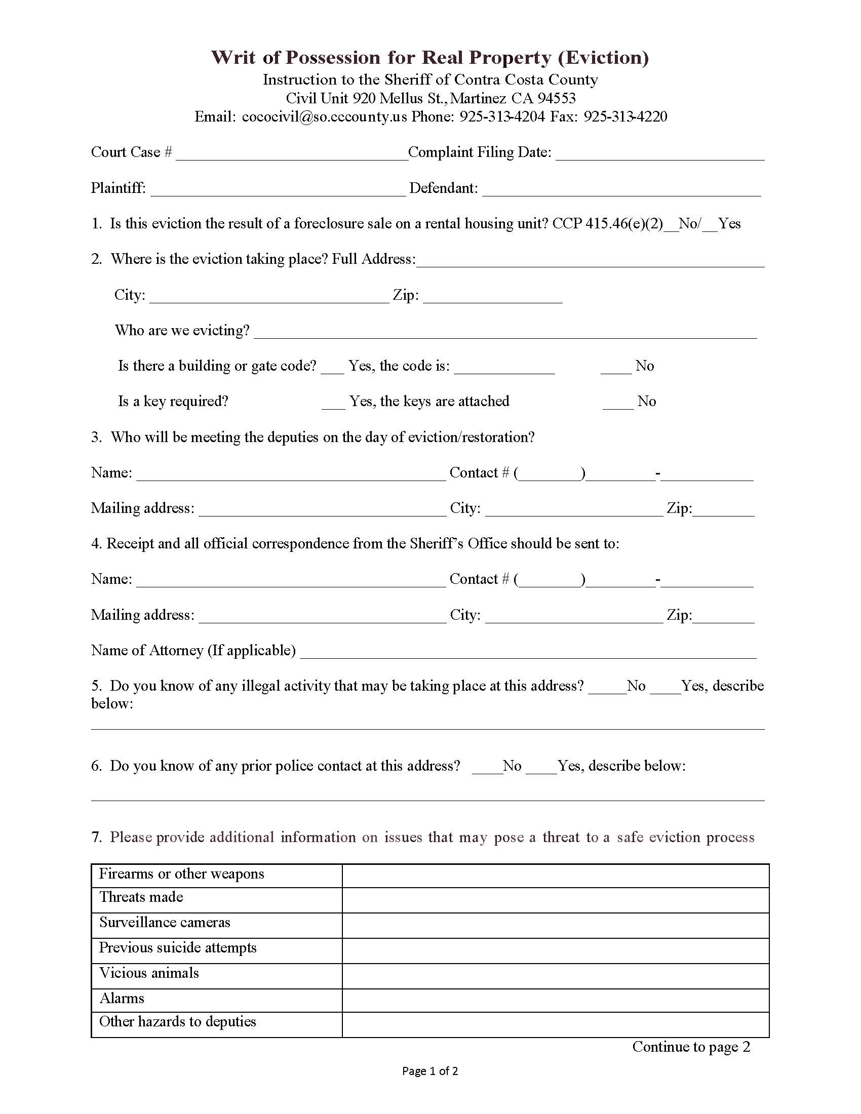 Writ Of Possession Of Real Property {CV-660b} | Pdf Fpdf Doc Docx | California