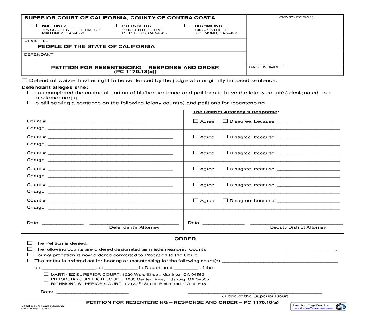 Petition For Resentencing-Response And Order {CR-48} | Pdf Fpdf Doc Docx | California