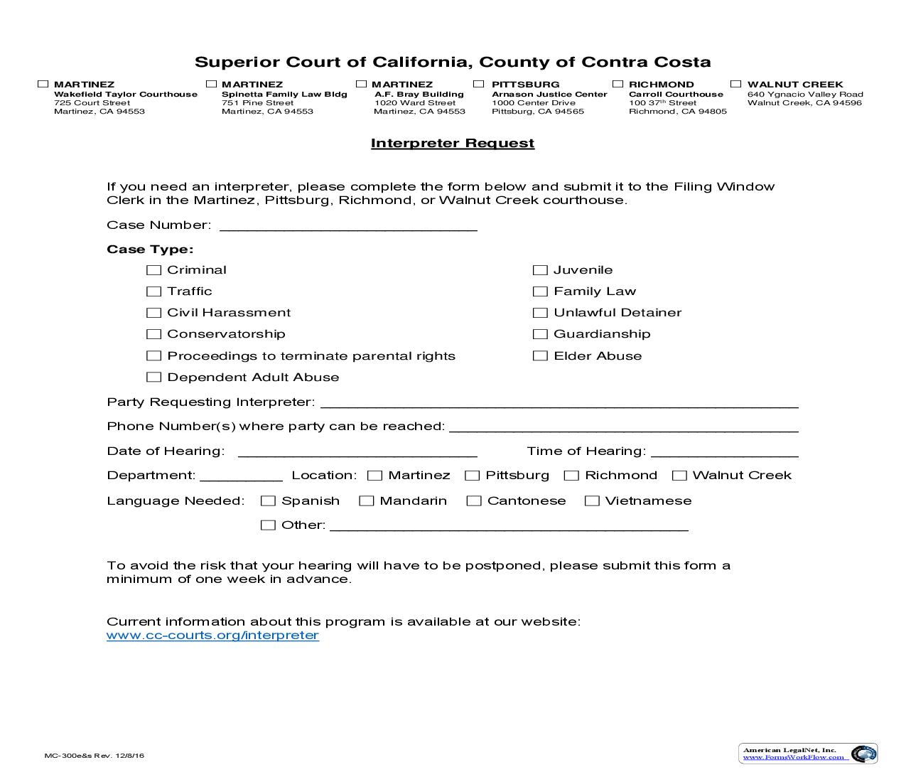 Interpreter Request {MC-300e-s} | Pdf Fpdf Doc Docx | California
