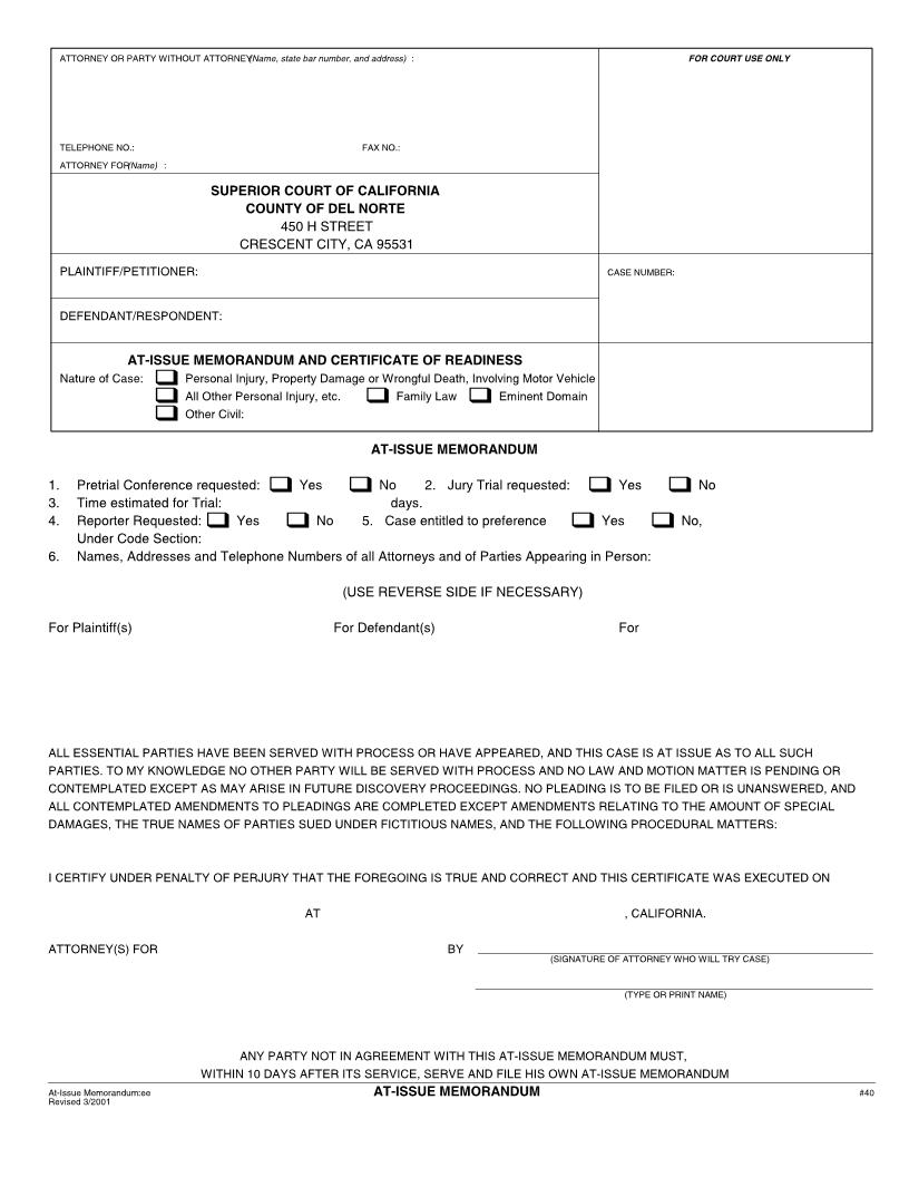 At-Issue Memorandum {40} | Pdf Fpdf Docx | California