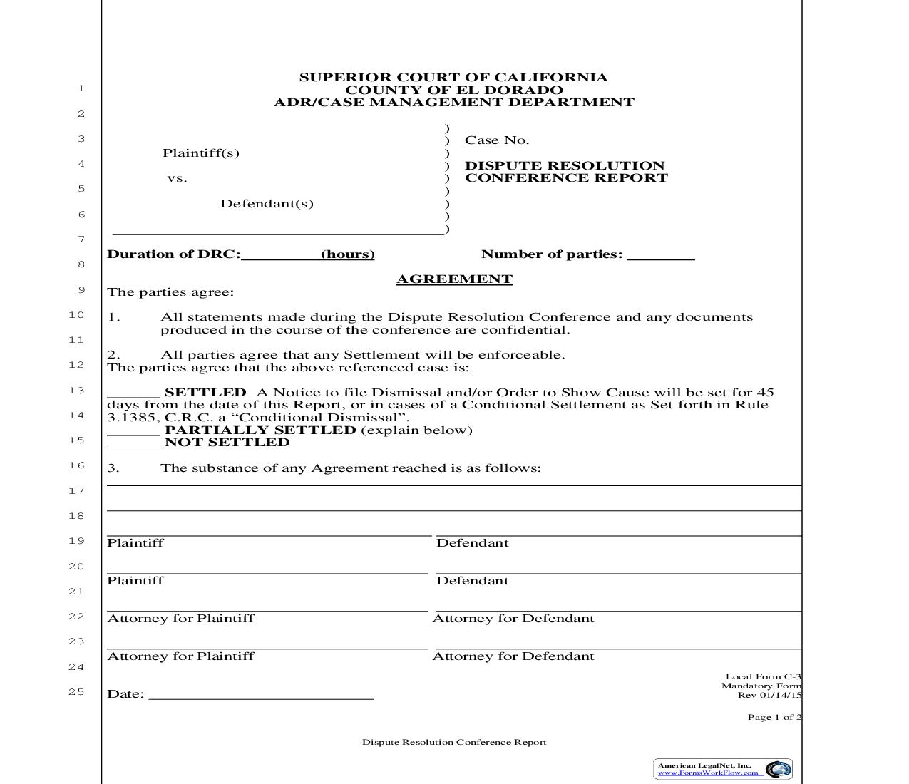 Dispute Resolution Conference Report {C-3} | Pdf Fpdf Doc Docx | California
