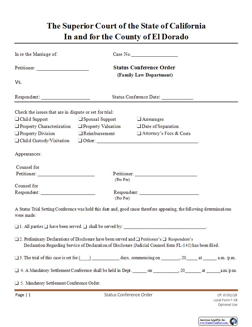 Status Conference Order {F-18} | Pdf Fpdf Docx | California