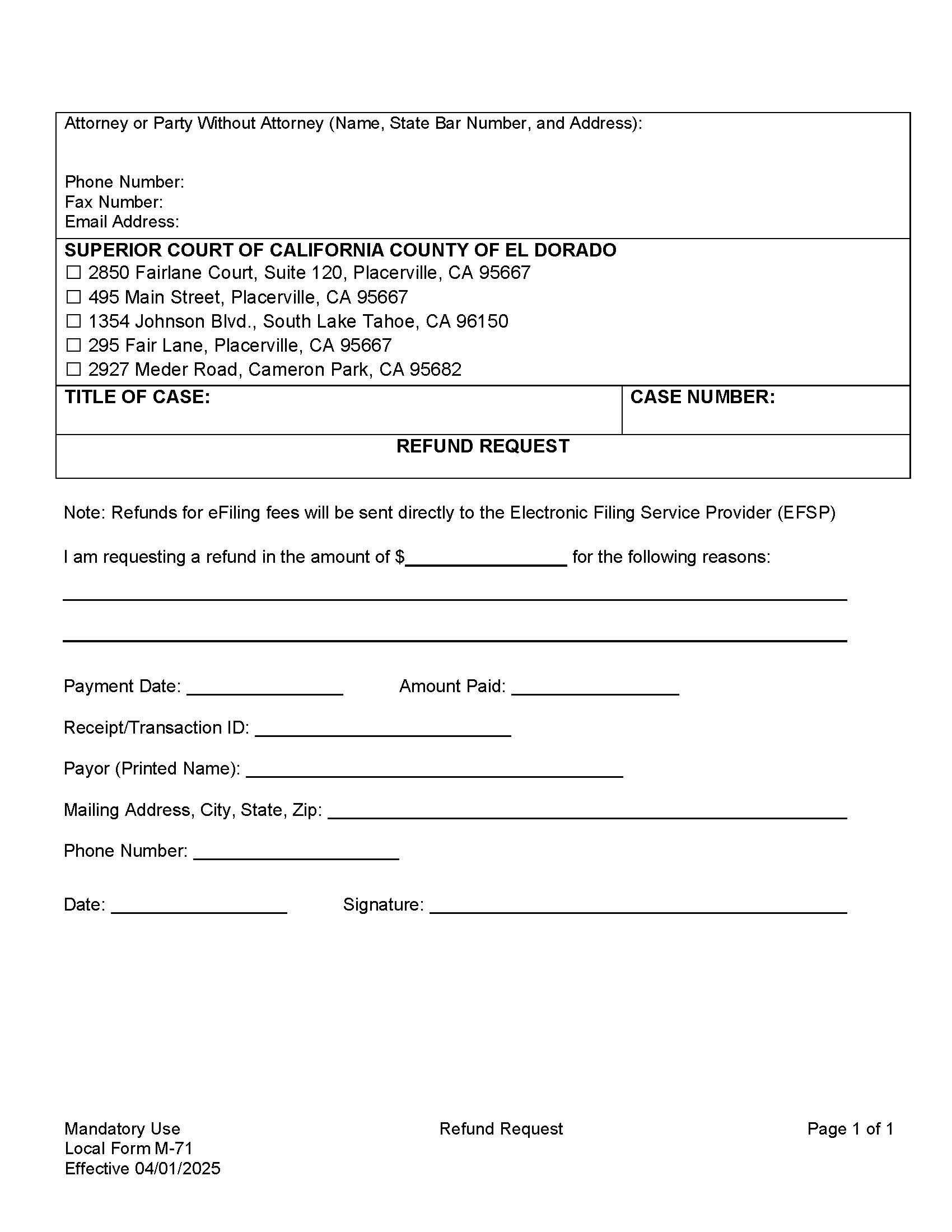Refund Request {M-71} | Pdf Fpdf Docx | California
