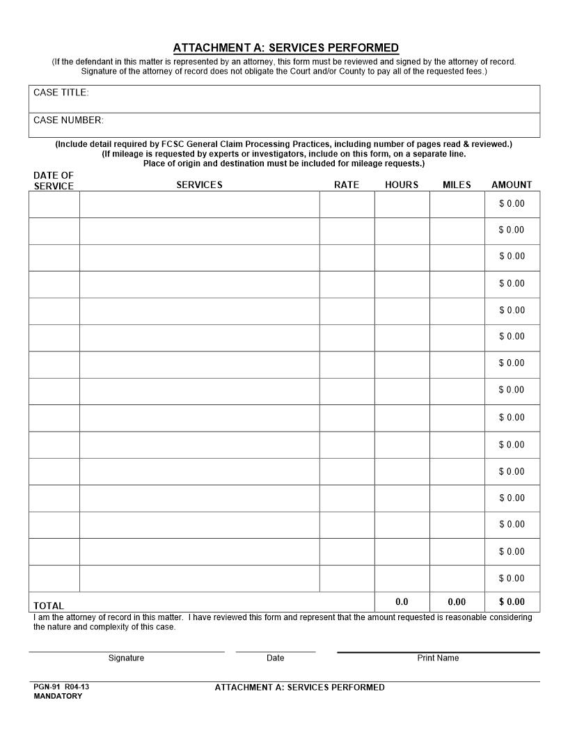 Attachment A-Services Performed {PGN-91} | Pdf Fpdf Doc Docx | California