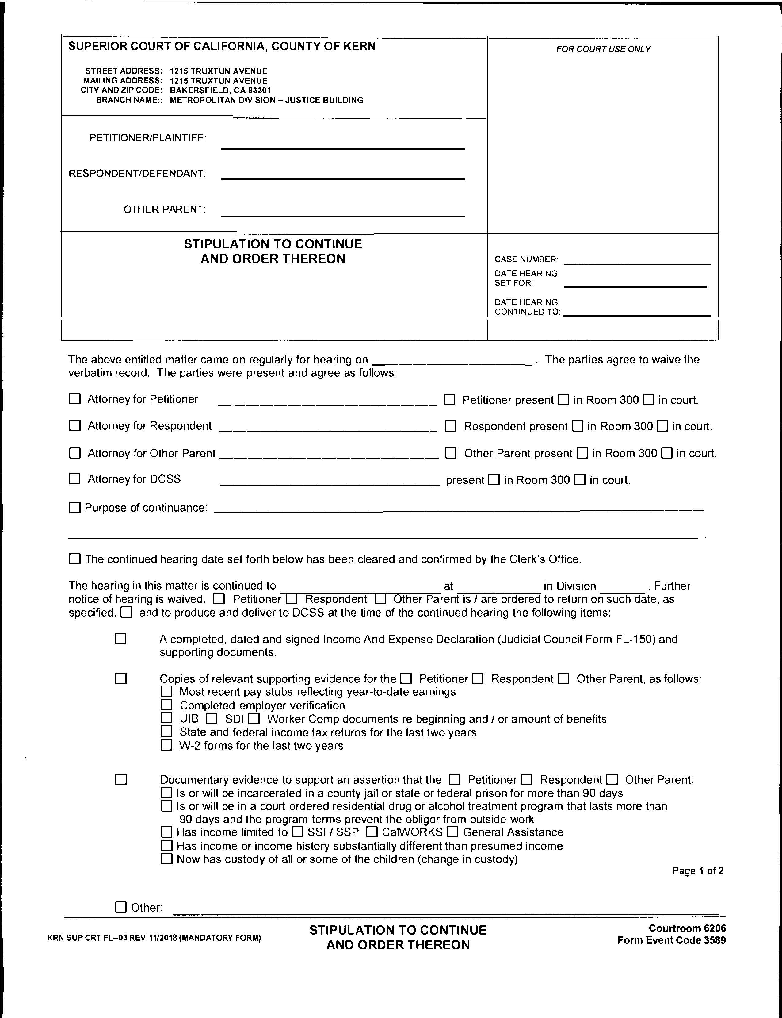 Stipulation To Continue And Order Thereon {FL-03} | Pdf Fpdf Docx | California