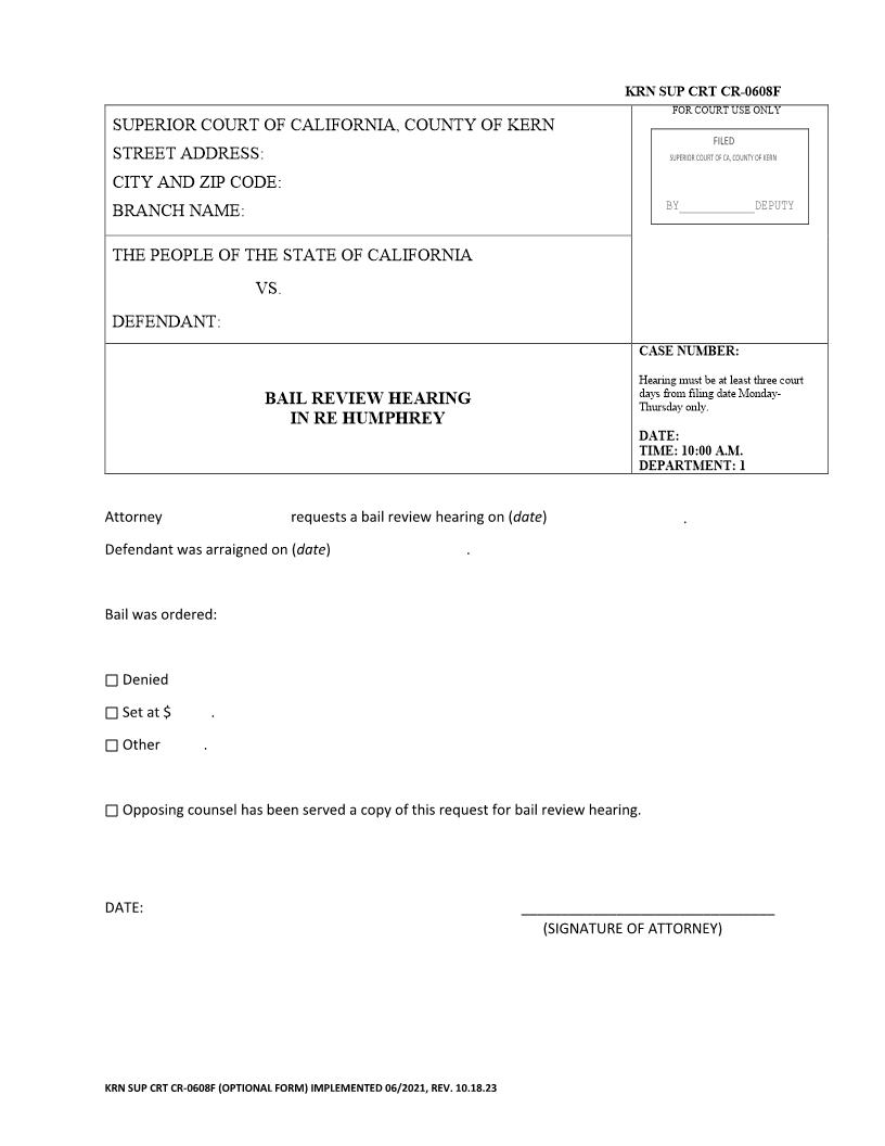 Bail Review In Re Humphrey {SUP CRT CR-0608F} | Pdf Fpdf Docx | California