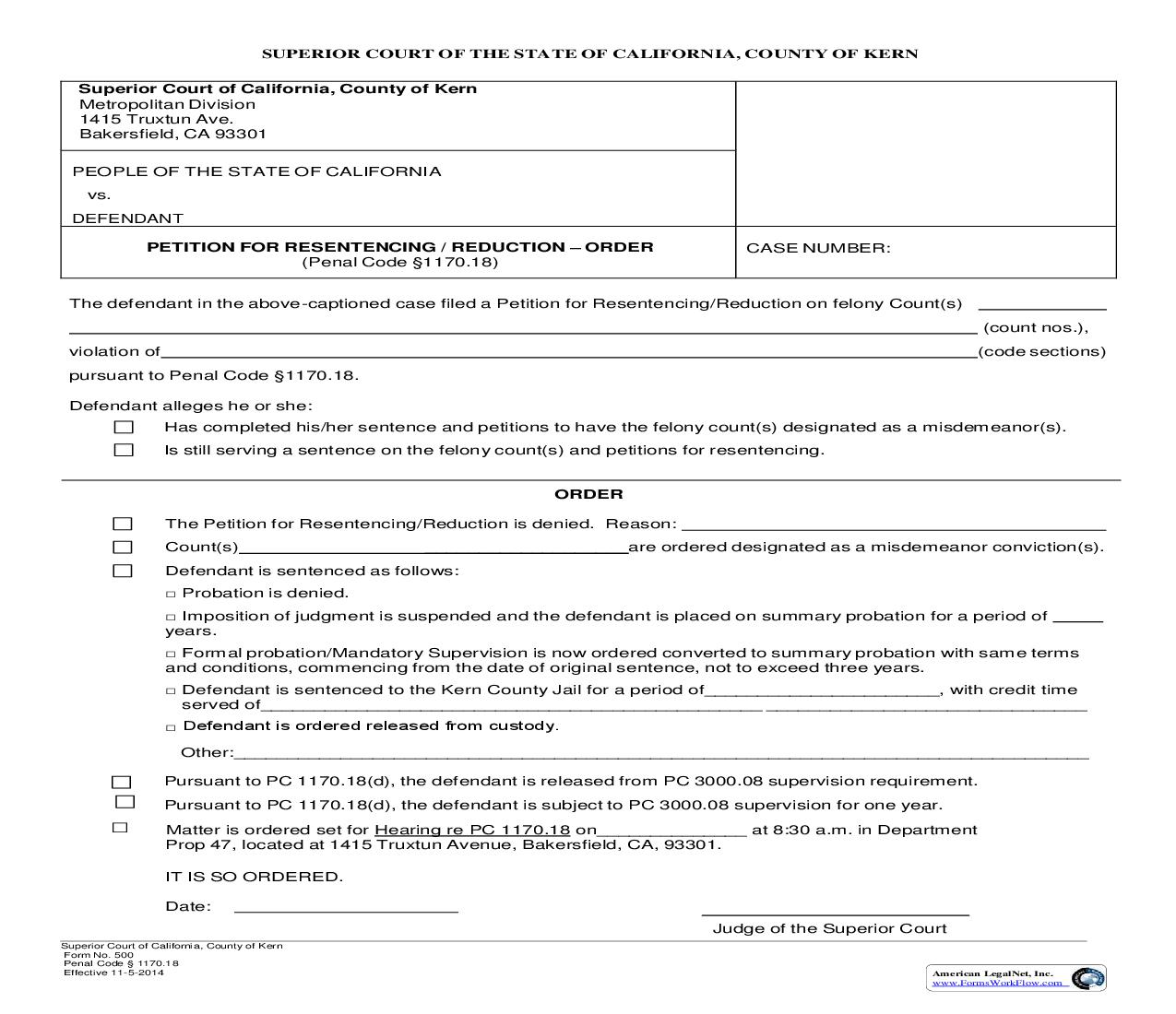 Petition For Resentencing-Reduction-Order {500} | Pdf Fpdf Doc Docx | California