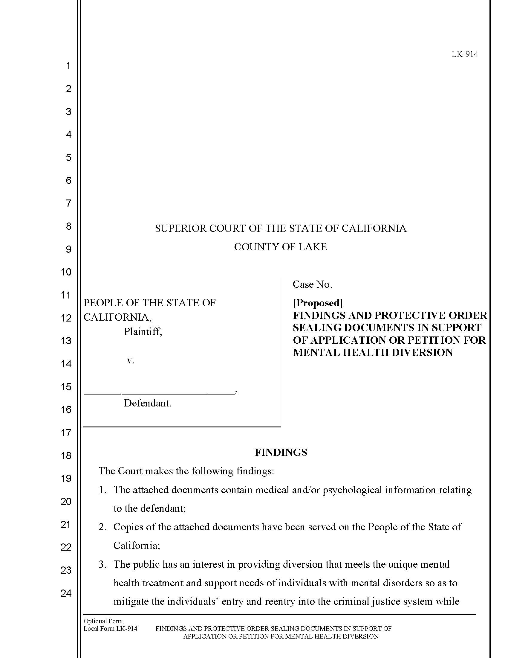 Findings And Protective Order Sealing Documents In Support Of Application Or Petition {LK-914} | Pdf Fpdf Docx | California