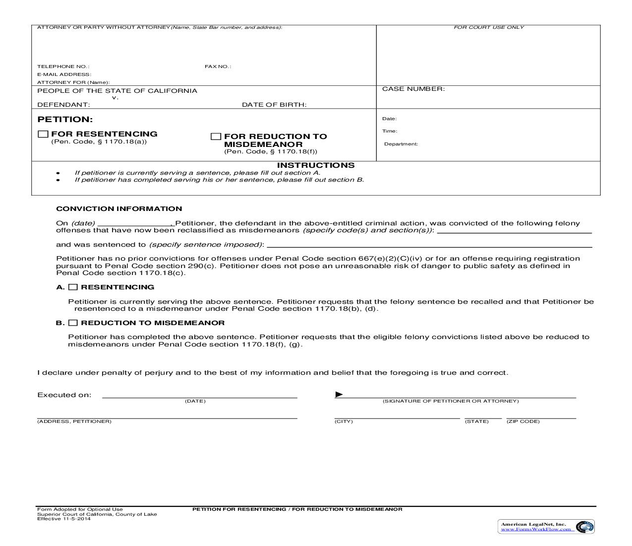 Prop 47-Petition-Application (Lake) | Pdf Fpdf Doc Docx | California