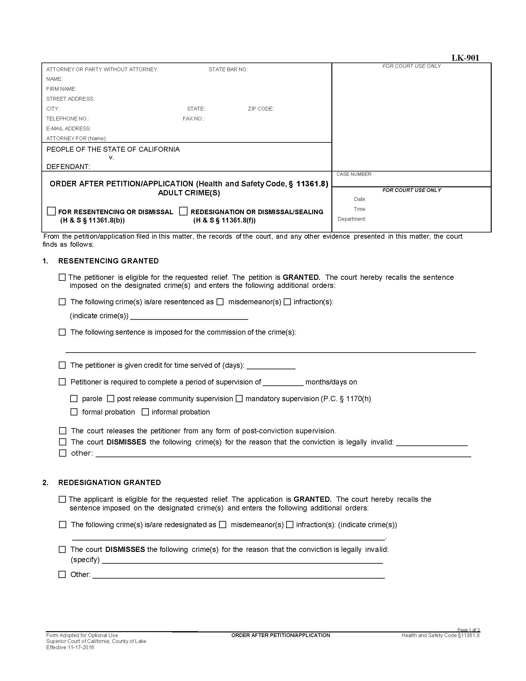 Prop 64 Order After Petition-Application {LK-901} | Pdf Fpdf Docx | California