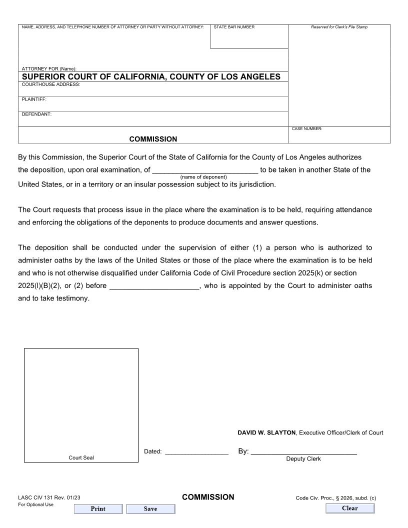 Commission {LACIV-131} | Pdf Fpdf Doc Docx | California