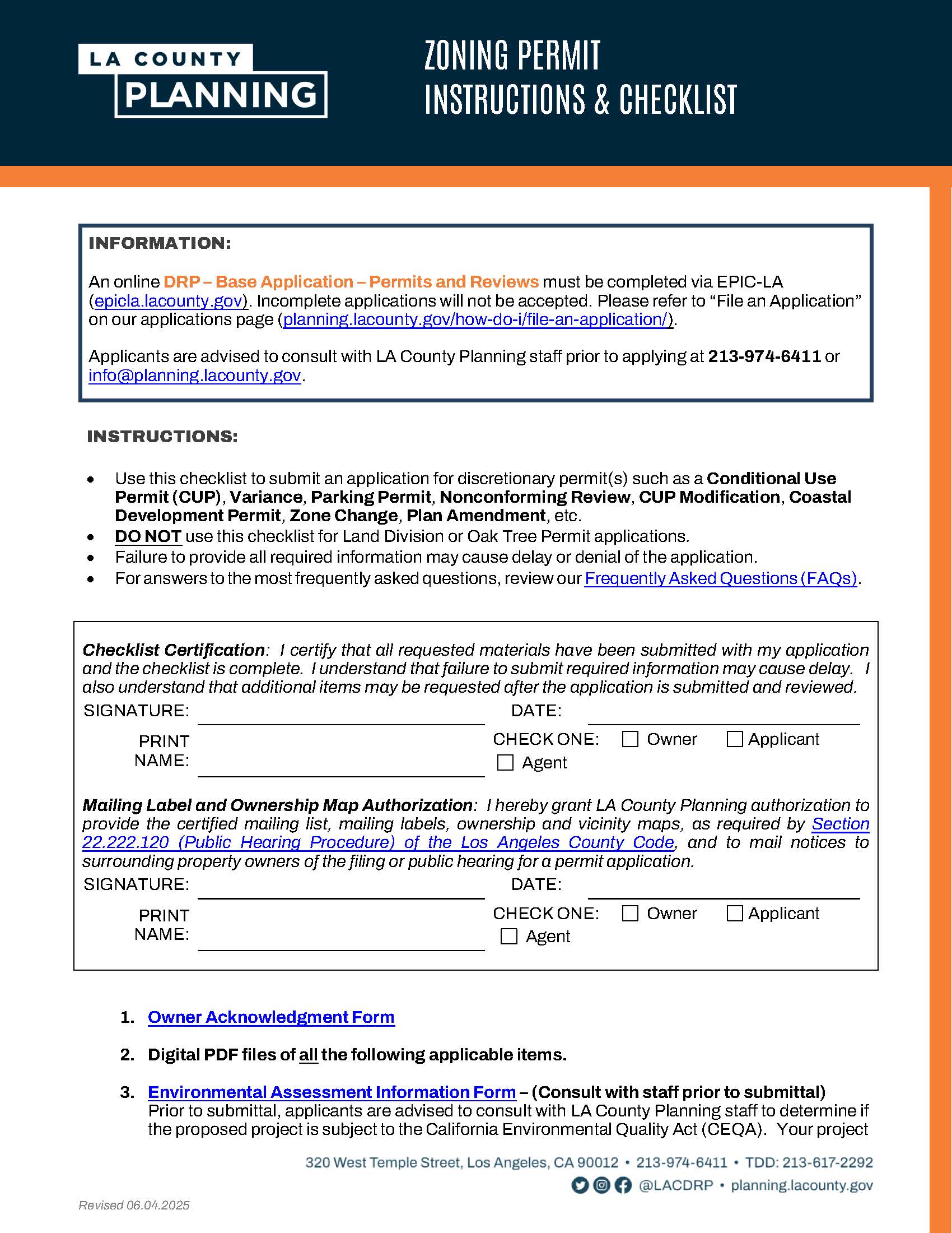 Zoning Permit Application Checklist | Pdf Fpdf Docx | California