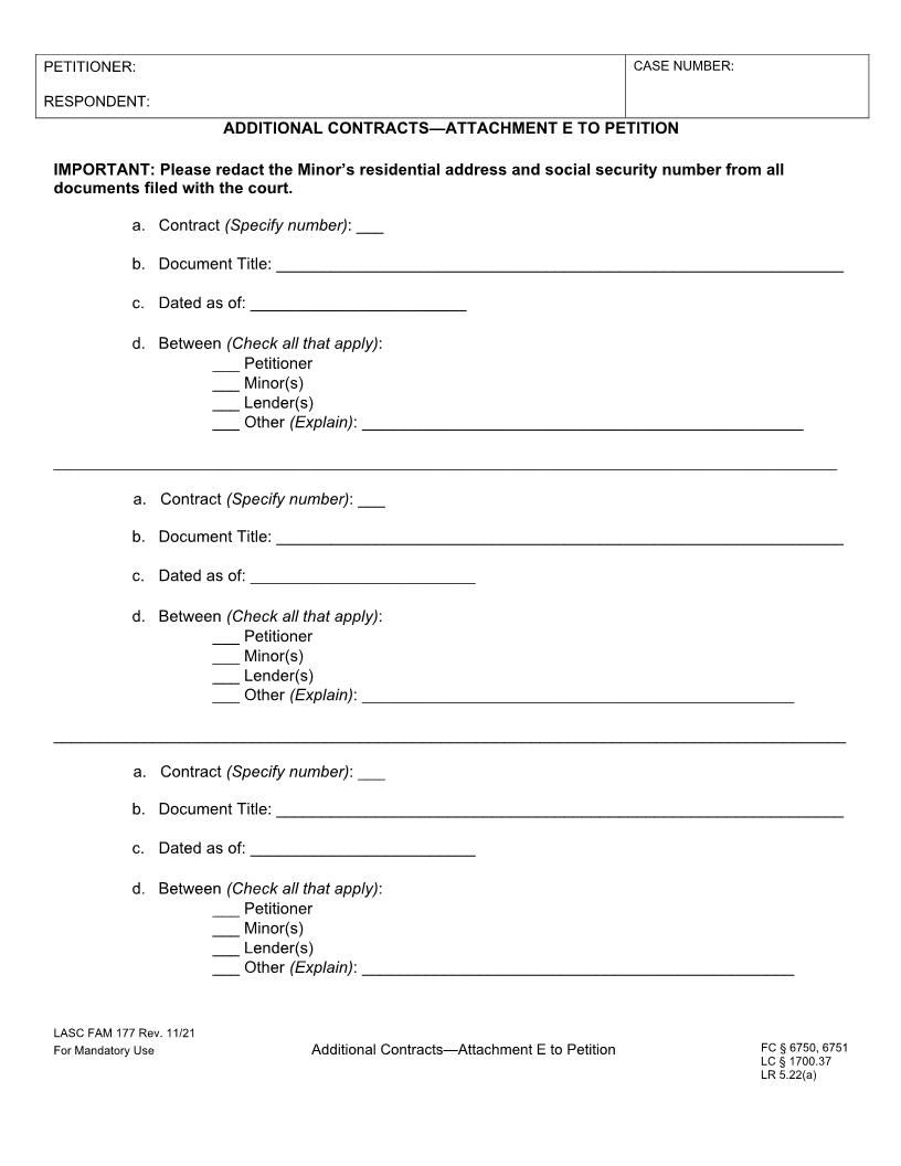 Additional Contracts-Attachment E To Petition {FAM177} | Pdf Fpdf Docx | California