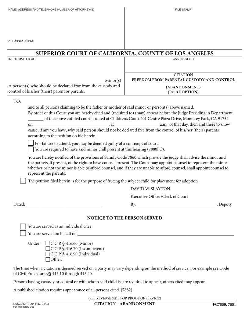 Citation Freedom From Parental Custody And Control {ADPT004} | Pdf Fpdf Docx | California