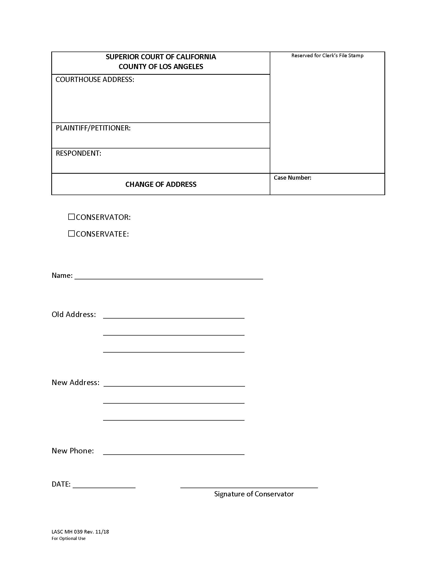 Change Of Adress {MH039} | Pdf Fpdf Docx | California