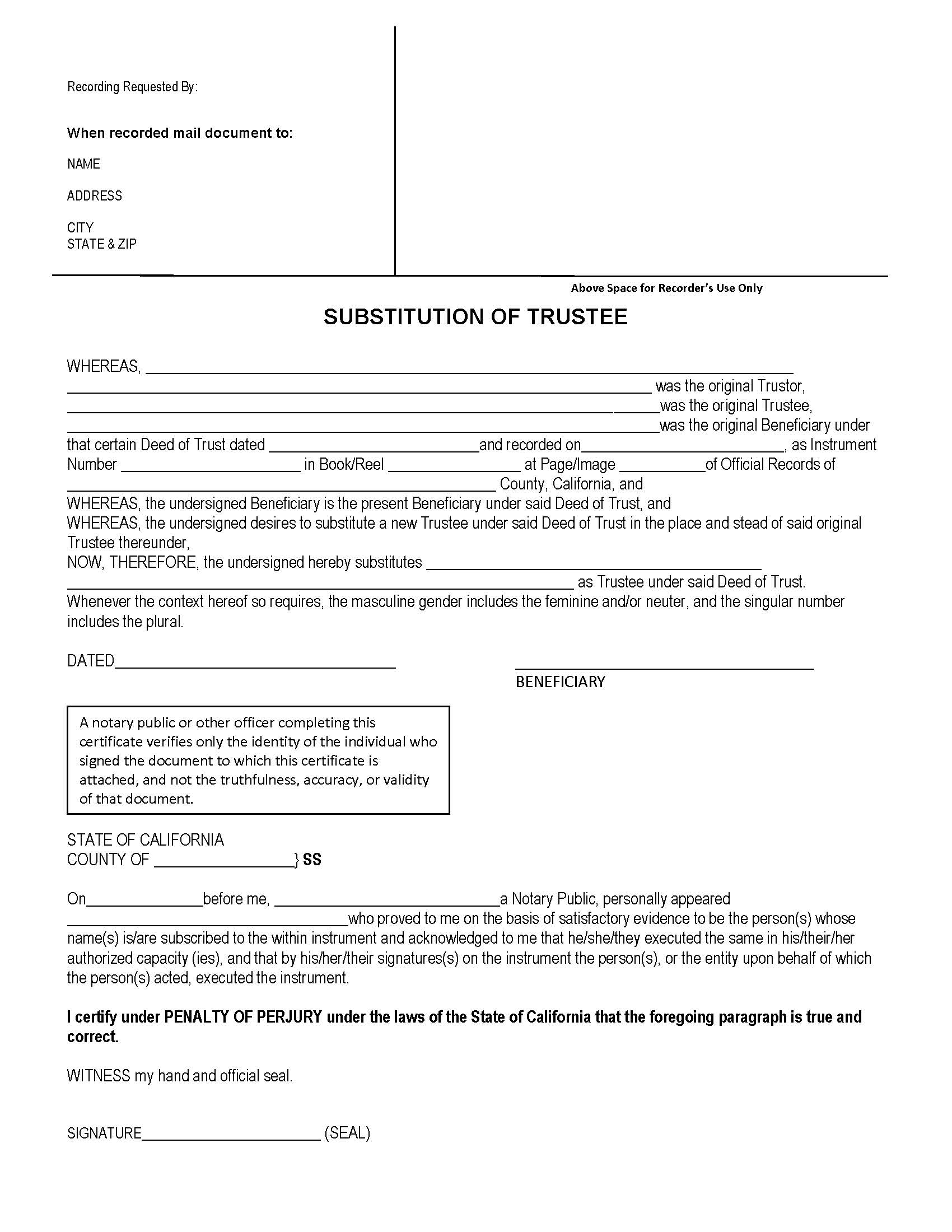Substition Of Trustee (Los Angeles) | Pdf Fpdf Doc Docx | California
