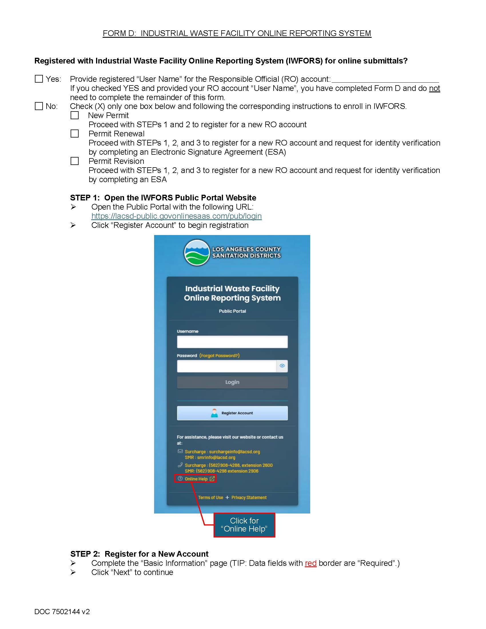 Form D Industrial Waste Facility Online Reporting System | Pdf Fpdf Doc Docx | California