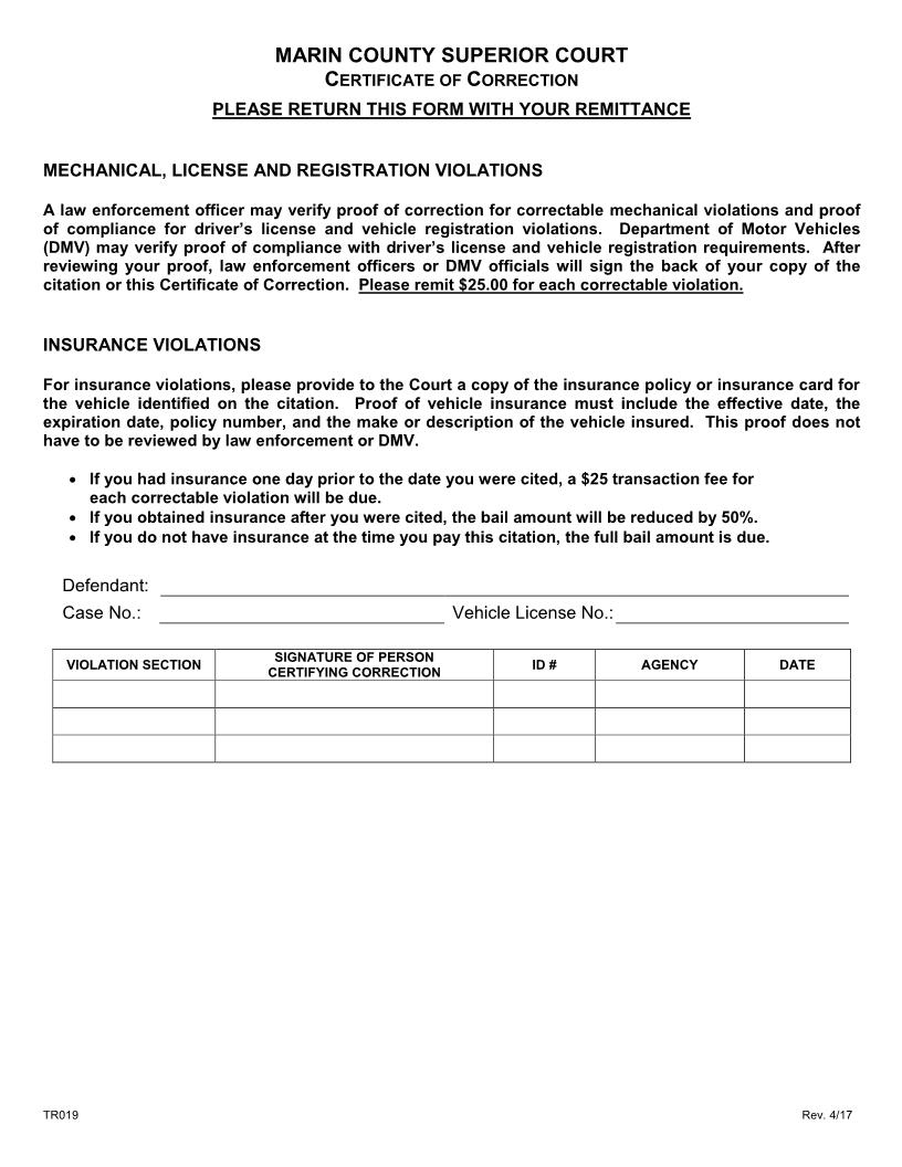 Certificate Of Correction {TR019} | Pdf Fpdf Docx | California